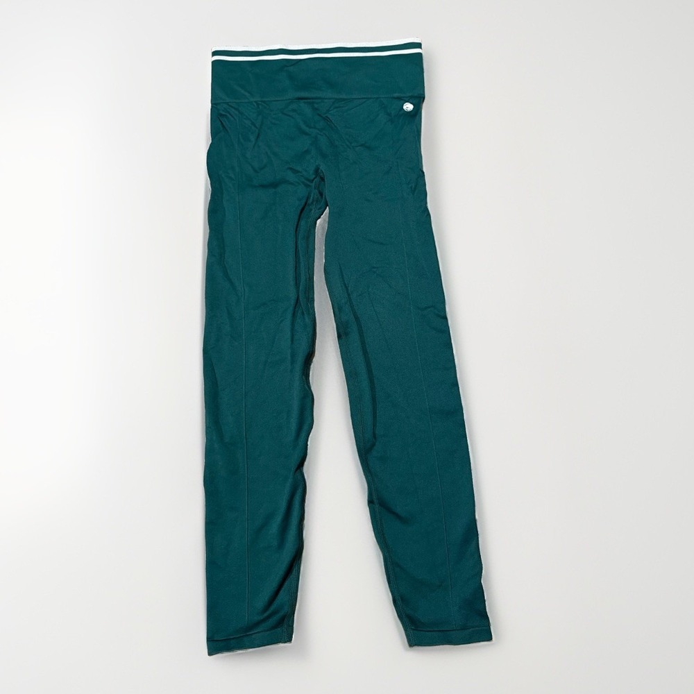 Penn Womens Green Ribbed Seamless High Waisted Tennis Athletic Leggings Medium